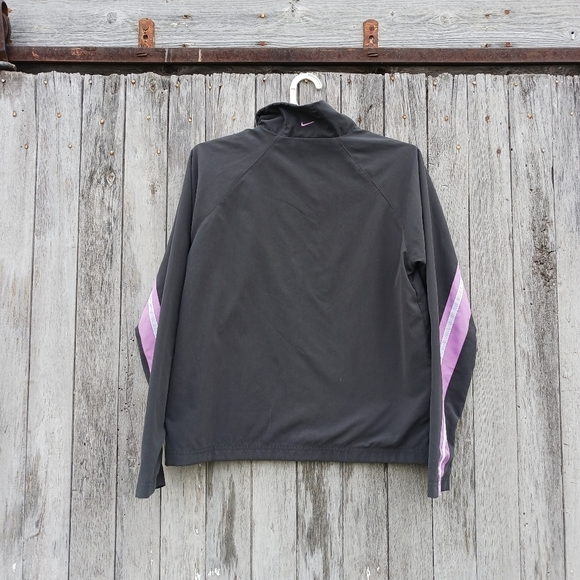 NIKE Jacket Womens Size Medium Gray Lavender Purple Stripe Fitted Zip Up - Picture 6 of 9